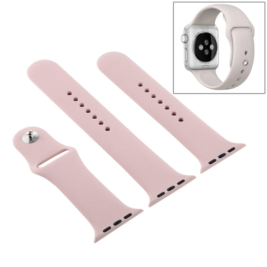 For Apple Watch Series 10 42mm / 9&8&7 41mm / SE 3&SE 2&6&SE&5&4 40mm / 3&2&1 38mm 3 in 1 Rubber Watch Band with Pin Buckle(Sand Pink) - Watch Bands by buy2fix | Online Shopping UK | buy2fix