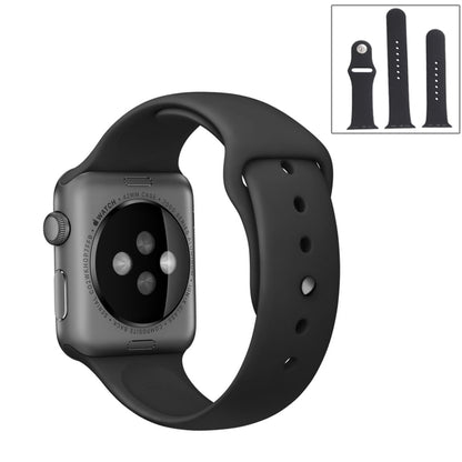For Apple Watch Series 10 42mm / 9&8&7 41mm / SE 3&SE 2&6&SE&5&4 40mm / 3&2&1 38mm 3 in 1 Rubber Watch Band with Pin Buckle(Black) by buy2fix
