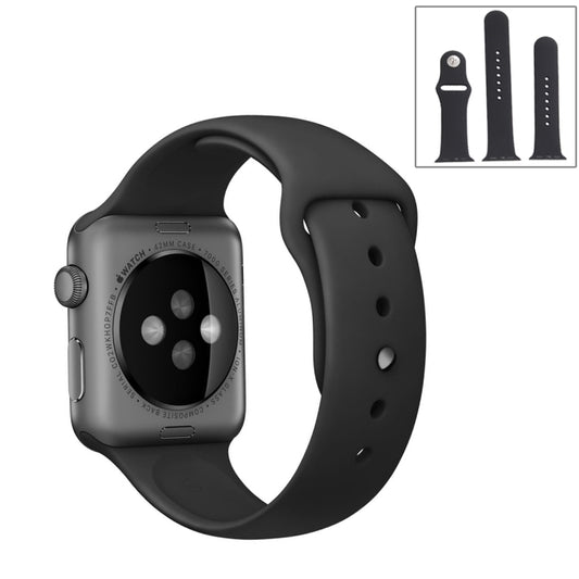 For Apple Watch Series 10 42mm / 9&8&7 41mm / SE 3&SE 2&6&SE&5&4 40mm / 3&2&1 38mm 3 in 1 Rubber Watch Band with Pin Buckle(Black) by buy2fix