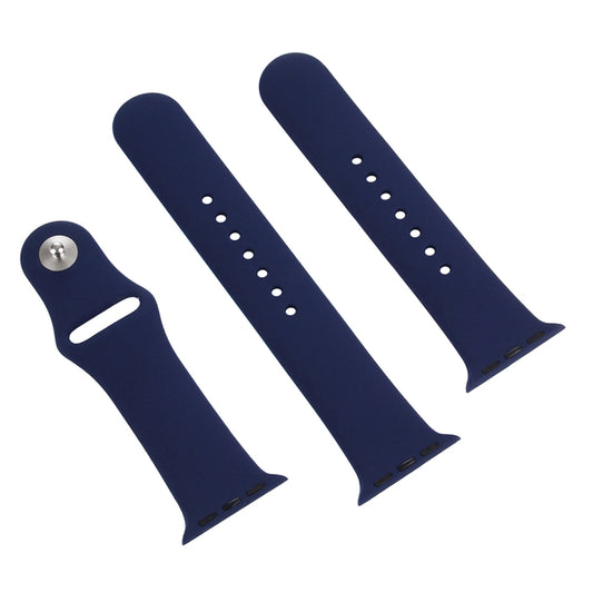 For Apple Watch Series 10 42mm / 9&8&7 41mm / SE 3&SE 2&6&SE&5&4 40mm / 3&2&1 38mm 3 in 1 Rubber Watch Band with Pin Buckle(Dark Blue) by buy2fix