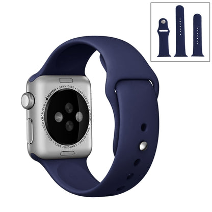 For Apple Watch Series 10 42mm / 9&8&7 41mm / SE 3&SE 2&6&SE&5&4 40mm / 3&2&1 38mm 3 in 1 Rubber Watch Band with Pin Buckle(Dark Blue) by buy2fix