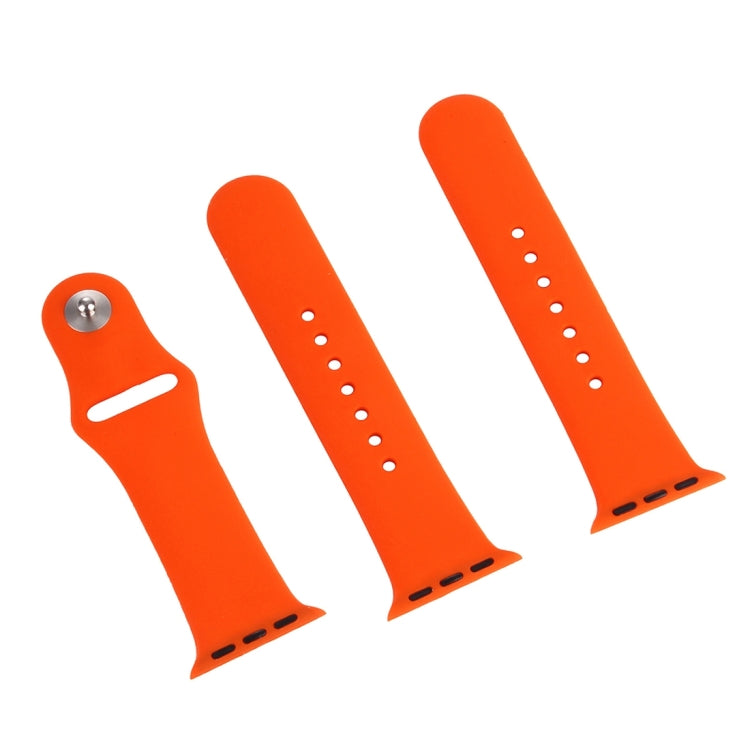 For Apple Watch Series 10 42mm / 9&8&7 41mm / SE 3&SE 2&6&SE&5&4 40mm / 3&2&1 38mm 3 in 1 Rubber Watch Band with Pin Buckle(Orange) by buy2fix