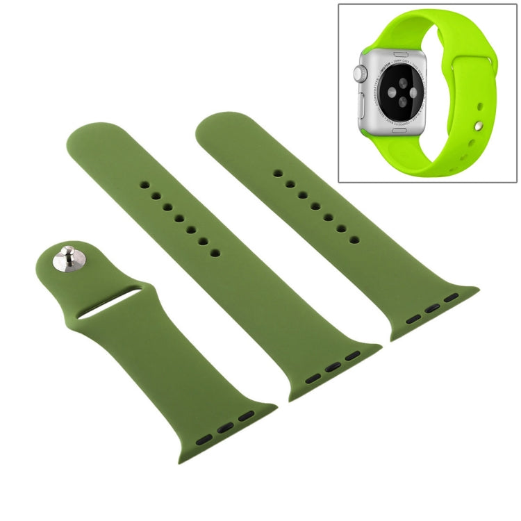 For Apple Watch Ultra 49mm & Watch Ultra 2 49mm / Series 9&8&7 45mm / SE 3&SE 2&6&SE&5&4 44mm / 3&2&1 42mm 3 in 1 Rubber Watch Band with Pin Buckle (Pinewood Green) by buy2fix