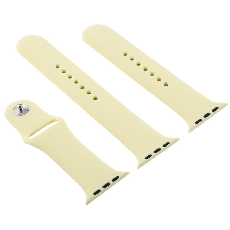 For Apple Watch Ultra 49mm & Watch Ultra 2 49mm / Series 9&8&7 45mm / SE 3&SE 2&6&SE&5&4 44mm / 3&2&1 42mm 3 in 1 Rubber Watch Band with Pin Buckle(Cream Yellow) by buy2fix
