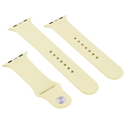 For Apple Watch Ultra 49mm & Watch Ultra 2 49mm / Series 9&8&7 45mm / SE 3&SE 2&6&SE&5&4 44mm / 3&2&1 42mm 3 in 1 Rubber Watch Band with Pin Buckle(Cream Yellow) by buy2fix