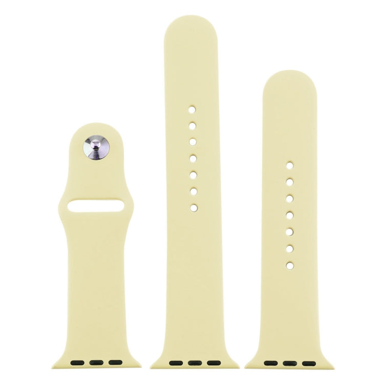 For Apple Watch Ultra 49mm & Watch Ultra 2 49mm / Series 9&8&7 45mm / SE 3&SE 2&6&SE&5&4 44mm / 3&2&1 42mm 3 in 1 Rubber Watch Band with Pin Buckle(Cream Yellow) by buy2fix