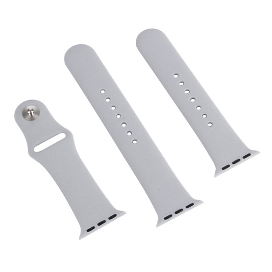 For Apple Watch Ultra 49mm & Watch Ultra 2 49mm / Series 9&8&7 45mm / SE 3&SE 2&6&SE&5&4 44mm / 3&2&1 42mm 3 in 1 Rubber Watch Band with Pin Buckle(Silver) by buy2fix