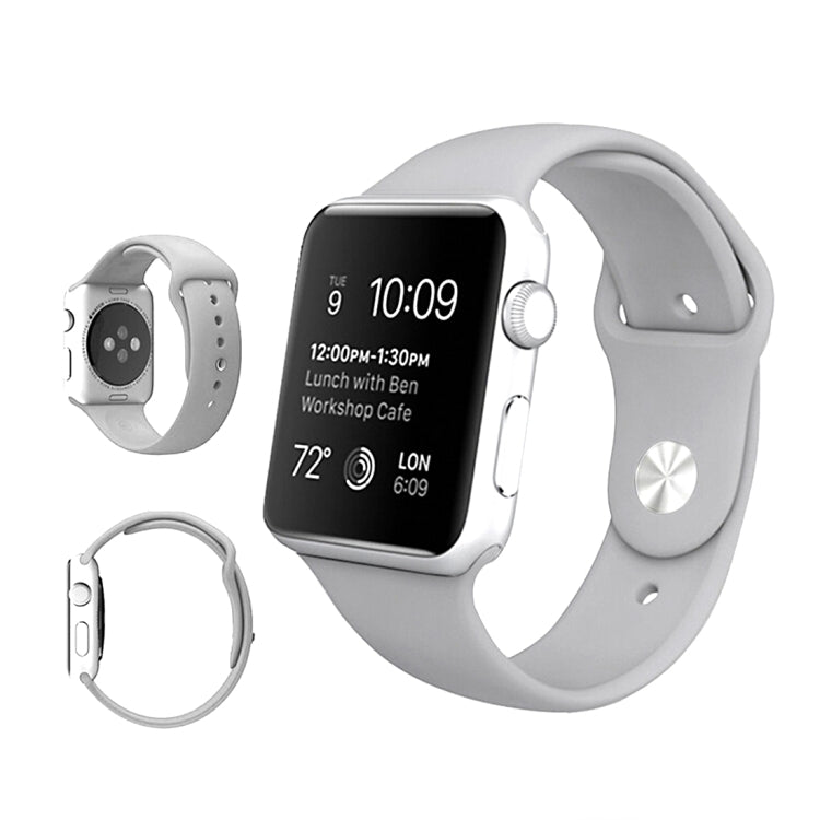 For Apple Watch Ultra 49mm & Watch Ultra 2 49mm / Series 9&8&7 45mm / SE 3&SE 2&6&SE&5&4 44mm / 3&2&1 42mm 3 in 1 Rubber Watch Band with Pin Buckle(Silver) by buy2fix