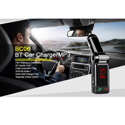 BC-06 Bluetooth Car Kit FM Transmitter Car MP3 Player with LED Display 2 USB Charger & Handsfree Function(Black) - Bluetooth Car Kits by buy2fix | Online Shopping UK | buy2fix