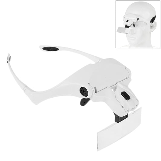 5 Lens 1.0X-3.5X Loupe Glasses Bracket Headband Magnifier with 2 LED Lights Eye Magnification Goggles Magnifying Tool(White) - Glasses Style by buy2fix | Online Shopping UK | buy2fix
