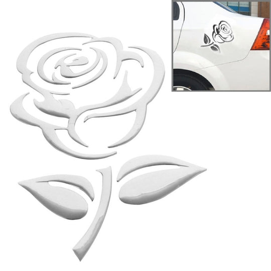 3D Rose Pattern Car Sticker, Size: 10.5cm x 8cm (approx.)(Silver)