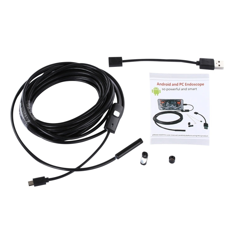 Micro USB Endoscope Snake Tube Inspection Camera with 6 LED for OTG Android Phone, Lens Diameter: 7mm, Length: 5m Hard Cable -  by buy2fix | Online Shopping UK | buy2fix