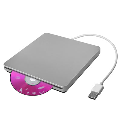 Slot-in USB 2.0 Portable Optical DVD-RW Driver, Plug and Play(Silver) - Rewritable Drive by buy2fix | Online Shopping UK | buy2fix