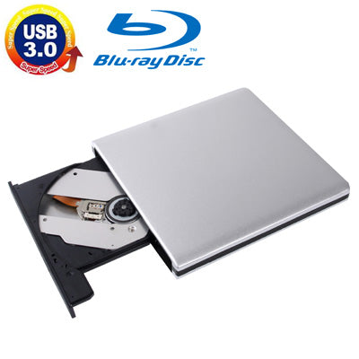 USB 3.0 Aluminum Alloy Portable DVD / CD Rewritable Blu-ray Drive for 12.7mm SATA ODD / HDD, Plug and Play(Silver) - Rewritable Drive by buy2fix | Online Shopping UK | buy2fix