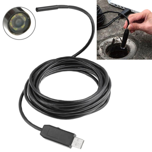 Waterproof USB Endoscope Snake Tube Inspection Camera with 6 LED for Parts of OTG Function Android Mobile Phone, Length: 5m, Lens Diameter: 7mm(Black) -  by buy2fix | Online Shopping UK | buy2fix