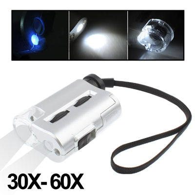 Pocket 30X-60X Microscope with 2-LED Lights / Money Detector Light - Digital Microscope by buy2fix | Online Shopping UK | buy2fix