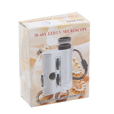 Pocket 30X-60X Microscope with 2-LED Lights / Money Detector Light - Digital Microscope by buy2fix | Online Shopping UK | buy2fix