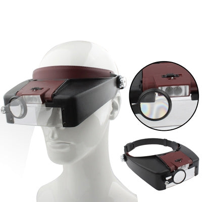 Headband Style 1.5X / 3X / 8.5X / 10X Magnifier with 2 LED Lights(Brown) by buy2fix