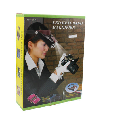 Headband Style 1.5X / 3X / 8.5X / 10X Magnifier with 2 LED Lights(Brown) by buy2fix