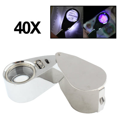 Full Metal Coating 10X Magnifying Glass Magnifier with 3 LED Lights for Currency Detecting & Jewelry Identifying(Silver) - Detection Jewelry by buy2fix | Online Shopping UK | buy2fix