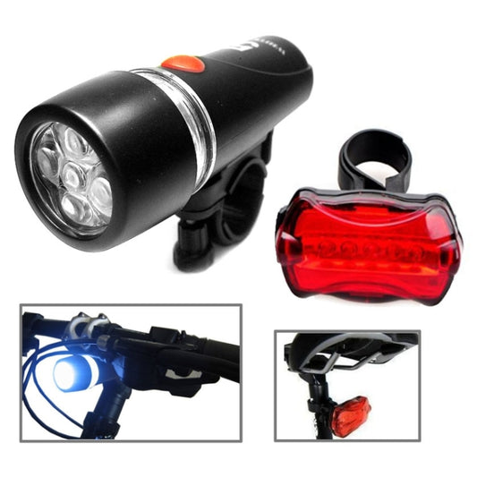 5 LED Water Resistant Bike Bicycle Head Light+ Rear Safety Flashlight by buy2fix