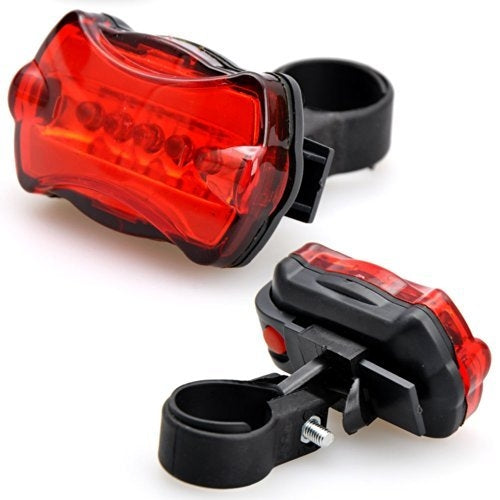 5 LED Water Resistant Bike Bicycle Head Light+ Rear Safety Flashlight by buy2fix