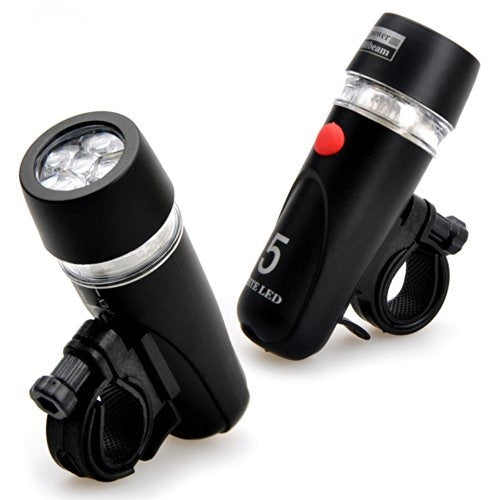 5 LED Water Resistant Bike Bicycle Head Light+ Rear Safety Flashlight by buy2fix