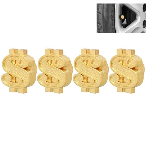 Universal 8mm Dollar Style Plastic Car Tire Valve Caps, Pack of 4(Gold) by buy2fix