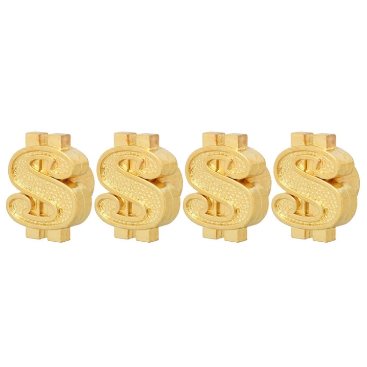 Universal 8mm Dollar Style Plastic Car Tire Valve Caps, Pack of 4(Gold) by buy2fix