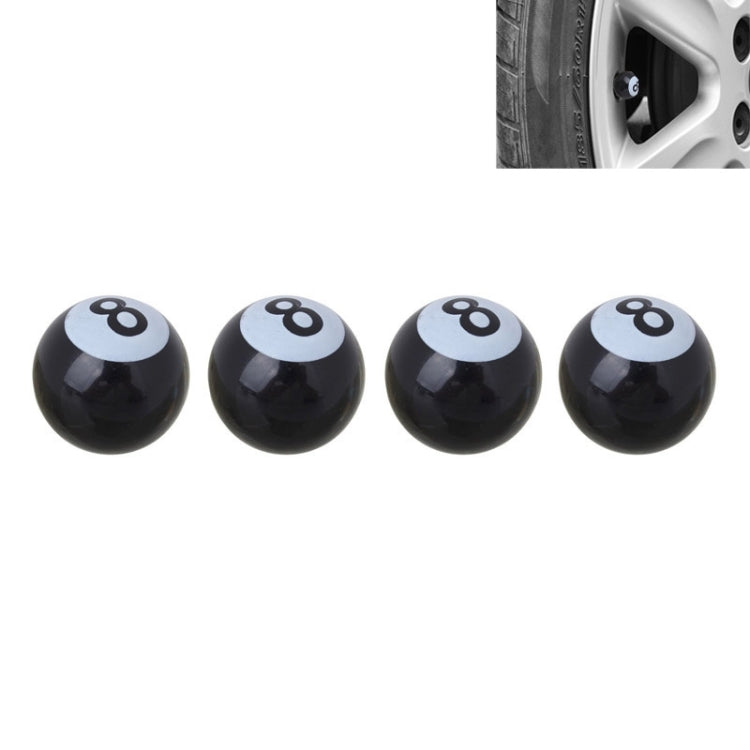 Universal 8mm American Billiards No.8 Ball Style Plastic Car Tire Valve Caps, Pack of 4(Black) by buy2fix