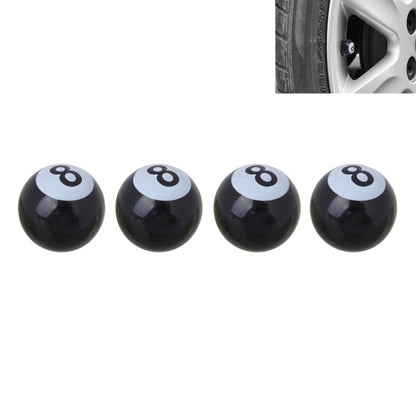 Universal 8mm American Billiards No.8 Ball Style Plastic Car Tire Valve Caps, Pack of 4(Black) by buy2fix
