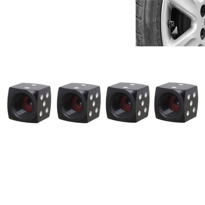 Universal 8mm Dice Style Aluminium Alloy Car Tire Valve Caps, Pack of 4(Black) by buy2fix