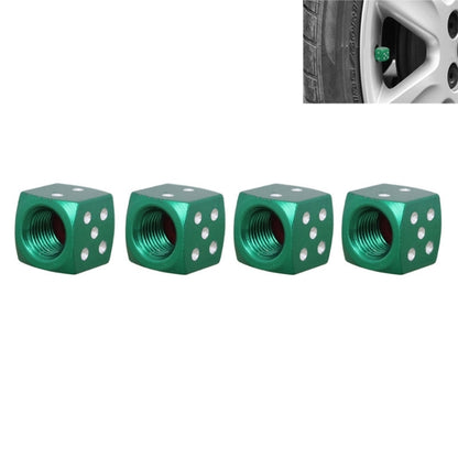 Universal 8mm Dice Style Aluminium Alloy Car Tire Valve Caps, Pack of 4(Green) by buy2fix