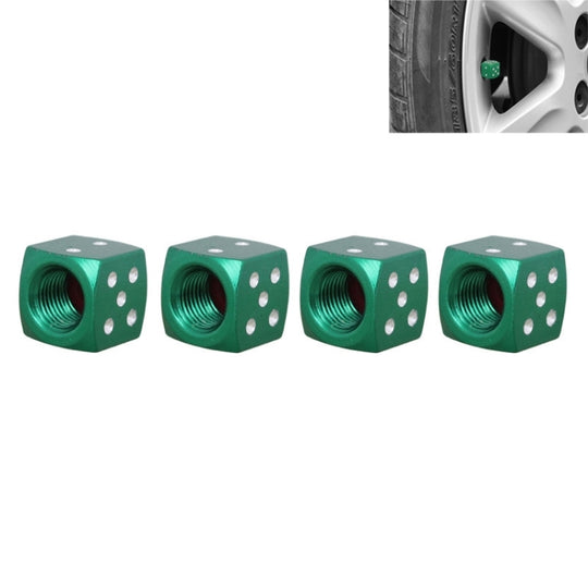 Bouchons universels de valve de pneu de voiture en alliage d'aluminium de style dés de 8 mm, paquet de 4 (vert)
