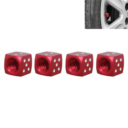 Universal 8mm Dice Style Aluminium Alloy Car Tire Valve Caps, Pack of 4(Red) by buy2fix