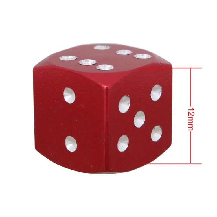 Universal 8mm Dice Style Aluminium Alloy Car Tire Valve Caps, Pack of 4(Red) by buy2fix
