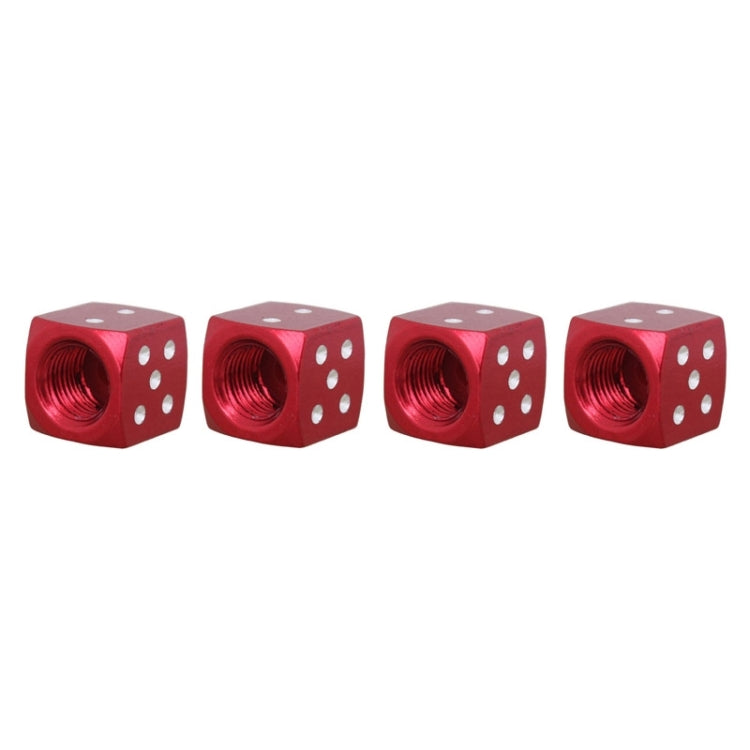 Universal 8mm Dice Style Aluminium Alloy Car Tire Valve Caps, Pack of 4(Red) by buy2fix