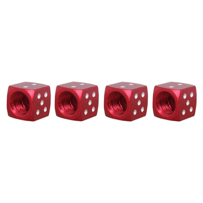 Universal 8mm Dice Style Aluminium Alloy Car Tire Valve Caps, Pack of 4(Red) by buy2fix