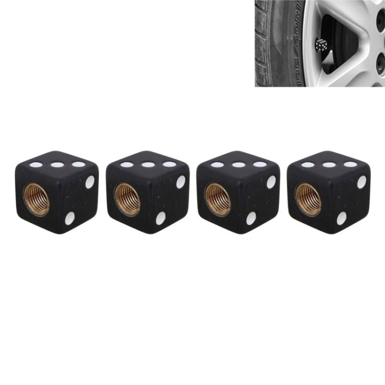 Universal 8mm Dice Style Plastic Car Tire Valve Caps, Pack of 4(Black) by buy2fix