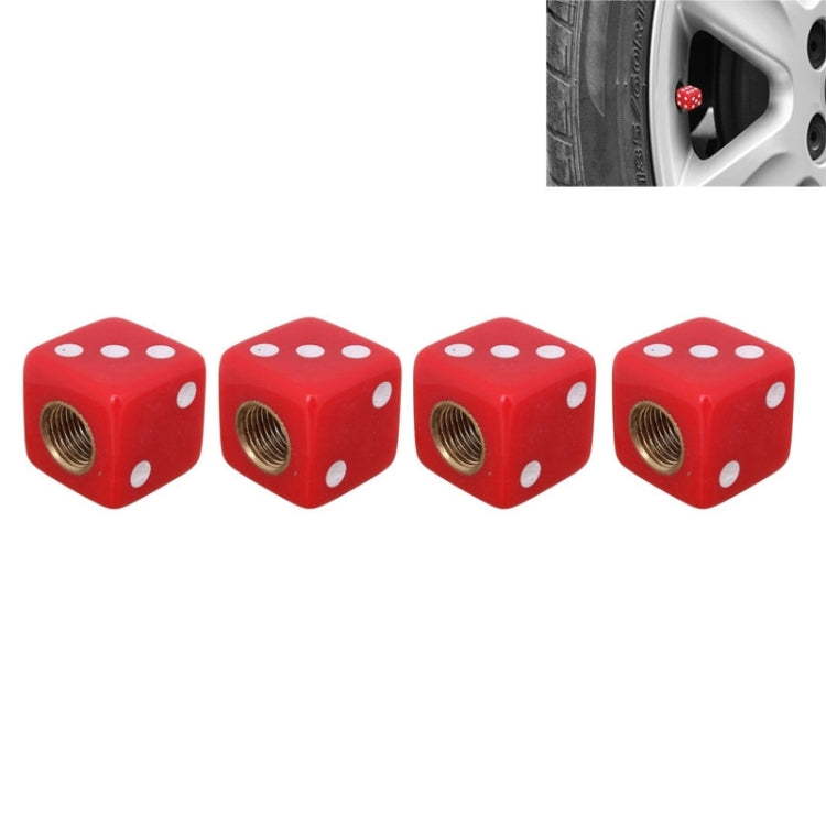 Universal 8mm Dice Style Plastic Car Tire Valve Caps, Pack of 4(Red) by buy2fix