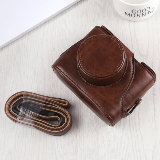 Étui en cuir PU pour appareil photo complet avec sangle pour FUJIFILM X10 / X20 (café)