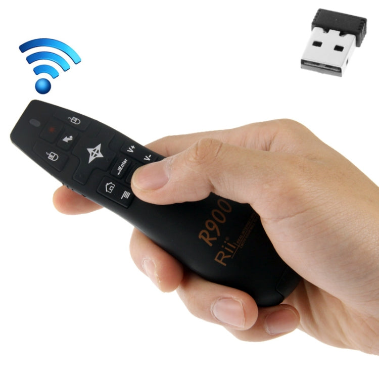 2.4G Wireless Presenter Laser Pointer Fly Mouse Rii Professional Air Mouse R900 for HTPC / Android TV BOX / PS3 / XBOX360 / Tablet PC (K14 R900)(Black) by buy2fix