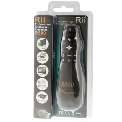2.4G Wireless Presenter Laser Pointer Fly Mouse Rii Professional Air Mouse R900 for HTPC / Android TV BOX / PS3 / XBOX360 / Tablet PC (K14 R900)(Black) by buy2fix