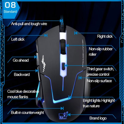 T7 Wired 3 Color Changeable 1200 DPI 1600DPI 2400DPI Gaming USB Optical Mouse by buy2fix