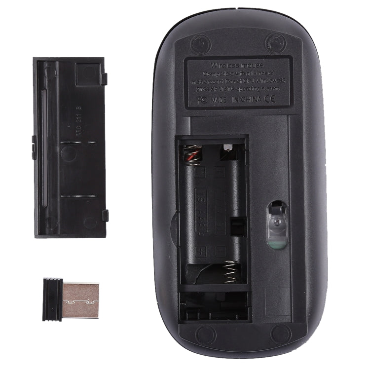 2.4GHz Wireless Ultra-thin Laser Optical Mouse with USB Mini Receiver, Plug and Play(Black) - Wireless Mice by buy2fix | Online Shopping UK | buy2fix