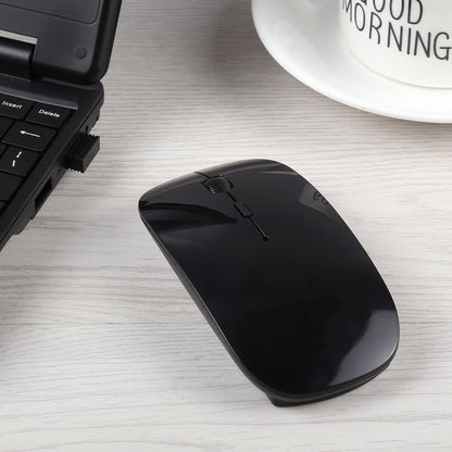 2.4GHz Wireless Ultra-thin Laser Optical Mouse with USB Mini Receiver, Plug and Play(Black) - Wireless Mice by buy2fix | Online Shopping UK | buy2fix