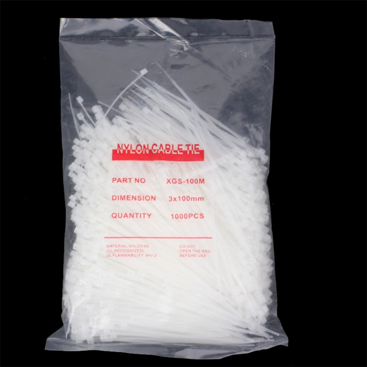 10cm Self-Locking Nylon Cable Wire Zip Ties (1000pcs in one packing, the price is for 1000pcs)(White) - Booster Cable & Clip by buy2fix | Online Shopping UK | buy2fix