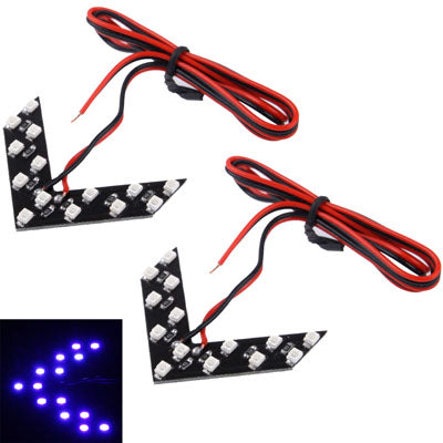 14 LED 3528 SMD Arrows Light for Car Side Mirror Turn Signal, Pairs(Blue Light) - Arrow Turn Lights by buy2fix | Online Shopping UK | buy2fix