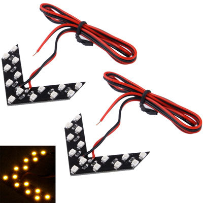 14 LED 3528 SMD Arrows Light for Car Side Mirror Turn Signal, Pairs(Yellow Light) - Arrow Turn Lights by buy2fix | Online Shopping UK | buy2fix