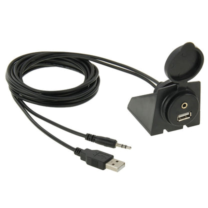 USB 2.0 & 3.5mm Male to Female Extension Cable with Car Flush Mount, Length: 2m - DIY Cables by buy2fix | Online Shopping UK | buy2fix